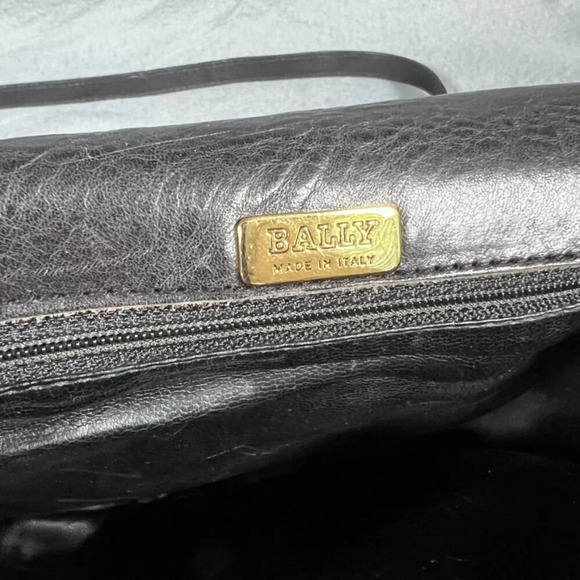 Vintage Bally Woven Straw Leather Crossbody Shoulder Bag RARE Black Grey - Picture 4 of 10